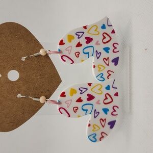 White Heart Earrings